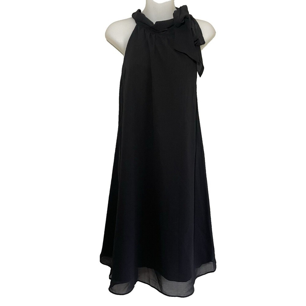 NWT The Limited Dress Womens S Black Halter Tie Neck Chiffon Cocktail Party